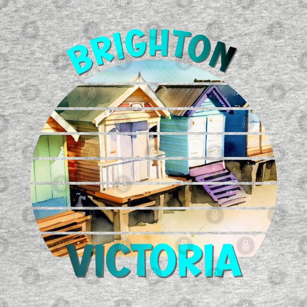 Brighton Victoria Australia Retro Vintage Sunset Beach Boxes by AdrianaHolmesArt